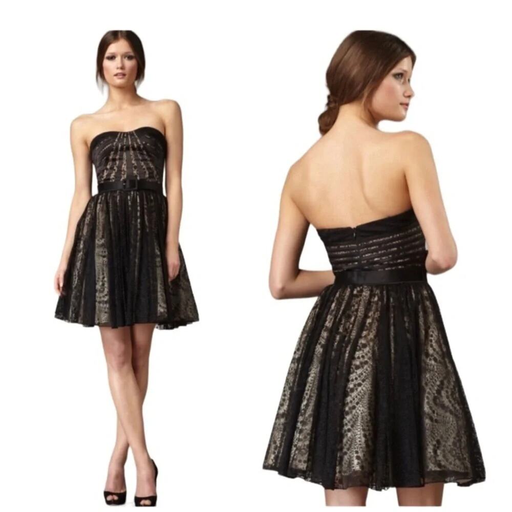 Aidan Maddox Black Strapless Lace Dress Size 0